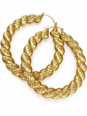 Gold-Tone Twisted Rope Hoop Earrings - Women Jewelry
